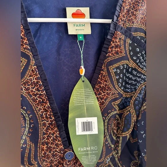 NWT FARM Rio Multicolor Paisley Long Sleeve Dress - Picture 7 of 9